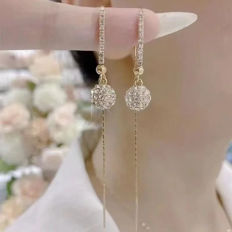 Women's Fashionable  Zircon Ball Pendant  Earrings - Image 18