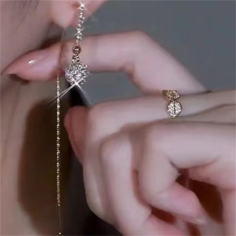 Women's Fashionable  Zircon Ball Pendant  Earrings - Image 7